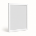 Clean white 12 by 16 wall picture frame on a light background